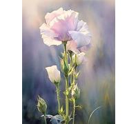 DIY 5D Diamant Numérique Peinture Kit, Peinture à l'aquarelle de fleur de Lisianthus rose, R Cristal Strass Broderie Point De Croix Artisanat Toile Décoration Murale