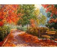 DIY 5D Diamant Peinture Kits Paysage d'arbres d'automne Full Drill Diamond Painting Adultes Diamant Broderie Point De Croix Cristal Strass Toile Artisanat Maison Stickers Murale Décor 50x70cm T1284
