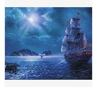 DIY 5D Diamant Peinture Kits,voilier grande taille Diamond Painting Strass Complet Chambre Complete Adulte Arts pour La Maison Décoration Murale Cadeau d'images de mosaïque 30x50cm