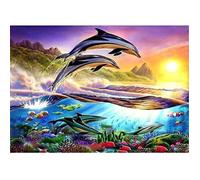 DIY 5D Diamant Peinture par numéro Kits Complet Forage Rond Strass Image Artisanat Maison décoration Murale 30x40cm sautant Dauphin