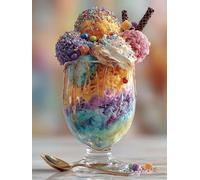 DIY 5D Diamond Painting Arts Kits pour Adulte, CrèMe GlacéE Alimentaire Diamond Art Kits Full Drill Cristal Images Peinture Point Croix Diamant Painting Débutants Home Wall Decor Cadeau 20x30cm hJ6847