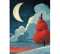 DIY 5D Diamond Painting Arts Kits pour Adulte, La Lune Des Arbres Diamond Art Kits Full Drill Cristal Images Peinture Point Croix Diamant Painting Débutants Home Wall Decor Cadeau 100x130cm hJ6-874