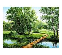 DIY 5D Diamond Painting Enfant Complet Kits, Round drill Petit Pont Rivière 30x40cm 5D Peinture Diamant Point de Croix Toile Broderie Diamant Arts Craft for Corridor Porch Home Wall Decor (12x16in)