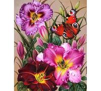 Diy 5d Diamond painting Forage Complet Papillon fleur Adultes Diamant Peinture Kit Cristal Strass Point De Croix Broderie Diamant Art Toile Pour Maison DéCoration Murale Cadeau Square Drill,40x50cm