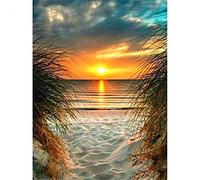 DIY 5D Diamond Painting Kit Complet,Le soleil couchant sur la plage Broderie Diamant Kit,Peinture Diamant Complet,Diamant Painting Strass Point De Croix Art décoration Murale de la Maison 60x80cm