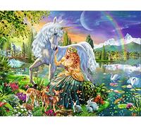 DIY 5D Diamond Painting Kit Complet,Licorne Fée Broderie Diamant Kit,Peinture Diamant Complet,Diamant Painting Cristal Strass Point De Croix Art Artisanat décoration Murale de la Maison 90x120cm