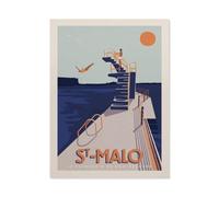 Diy 5D Diamond Painting Kits，Affiche de voyage vintage en France - Plongeoir de Saint-Malo，Diamond Painting Kits pour Tableau Decoration Murale Salon Broderie Diamant kit Complet（30 x 40 cm）-BM80