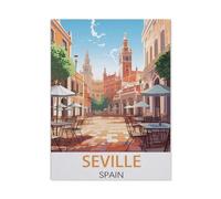 Diy 5D Diamond Painting Kits,Affiche de voyage vintage Séville Espagne,Diamond Painting Kits pour Tableau Decoration Murale Salon Broderie Diamant kit Complet(50 x 60 cm/19.68 x 23.62 pouces)-AH18