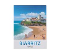 Diy 5D Diamond Painting Kits，Biarritz, France - Affiche de voyage vintage，Diamond Painting Kits pour Tableau Decoration Murale Salon Broderie Diamant kit Complet(30 x 40 cm/11.81 x 15.74 pouces)-DD80