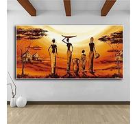 DIY 5D Diamond Painting kits femme africaine Grande Taille Complet Full Square Drill diamant Peinture large Point De Croix Strass Broderie Toile Adulte Enfant Maison Salon Décor(50x100cm/20x40in)