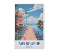 Diy 5D Diamond Painting Kits，Melbourne Florida Poster vintage de voyage，Diamond Painting Kits pour Tableau Decoration Murale Salon Broderie Diamant kit Complet（40 x 50 cm/15.74 x 19.68 pouces）-E88