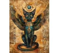 DIY 5D Kits De Broderie Diamant Kit De Peinture Diamantée Avec Chat Égyptien,Animaux Fantastiques,Broderie Diamant Ronde Complète En Cristal Pour Décoration Murale De La Maison 30x40cm