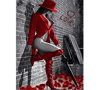 DIY 5D Peinture Diamant Broderie Femme sexy en rouge Photos Point De Croix Grande Complet Diamond Painting Paste the puzzle by hand pour Salon chambre couloir Décor Murale Cadeau 60x90cm W4047