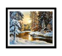 DIY 5D Peinture Diamant Kit Neige de l'hiver 50x70cm/20 * 28in Complet Foret Point De Croix Cristal Strass Broderie Diamond Painting Kits Adulte/Enfant Full Drill Bicolage Muraux Décor à La Maison