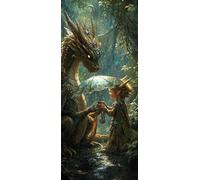 DIY 5D Peinture Diamant Painting Kit, Grand Format Diamond Painting Complet Kits, Le dragon elfe Diamond Art Kits Point de Croix Painting pour Adultes Débutants Maison Décor Cadeau 30x60cm b-520