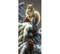 DIY 5D Peinture Diamant Painting Kit, Grand Format Diamond Painting Complet Kits, Pomme de pin écureuil Diamond Art Kits Point de Croix Painting pour Adultes Débutants Maison Décor 90x180cm b-846