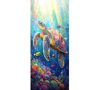 DIY 5D Peinture Diamant Painting Kit, Grand Format Diamond Painting Complet Kits, Tortues marines Diamond Art Kits Point de Croix Painting pour Adultes Débutants Maison Décor Cadeau 30x60cm b-337