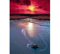 DIY 5D Peinture Diamant Painting Perceuse complet,Le soleil couchant sur la plage Point de Croix Kit Adultes Enfants Grande Broderie Cristal Artisanat Décor Murale à la Maison Round Drill 60x80cm