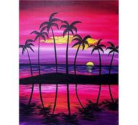 DIY 5D Peinture Diamant Painting Perceuse complet,Noix de coco bord de mer Point de Croix Kit Adultes Enfants Grande Broderie Cristal Strass Artisanat Décor Murale à la Maison Round Drill 80x100cm