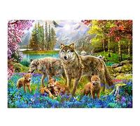 DIY 5D Peinture Diamant Painting Perceuse complet,Tribu des loups des prairies Point de Croix Kit Adultes Enfants Grande Broderie Cristal Artisanat Décor Murale à la Maison Square Drill 80x100cm