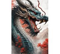 DIY Animal Dragon Peinture Diamant,5D Diamant Painting Adultes,Broderie Diamant Painting Kit Complet,Puzzle Diamant Strass Point de Croix,pour Accueil Décor Noël Diamond Art Painting 50x70cm HS-351