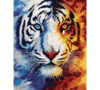 DIY Animal Kit Crochet Loquet Tigre D'Eau Et De Feu Kits De Crochets À Loquet Pour Tapis Grands Pour Adultes Débutants,Faire Soi-Même Kit De Fabrication De Tapisserie,Broderie De Cou 33x45in