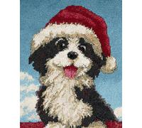 DIY Animal Kit De Crochet Chien De Noël De Dessin Animé Kits De Crochets À Loquet Pour Adultes，Kit De Fabrication De Tapis En Toile Pré-Imprimée Pour Débutants，Tapisserie Artisanal P 23x16in