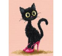 DIY Animal Kit Tufting Complet Chat Noir De Dessin Animé Kits De Crochets À Loquet Pour Tapis Grands Pour Adultes Débutants,Faire Soi-Même Kit De Fabrication De Tapisserie,Broderie D 35x46in