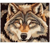 DIY Animal Kit Tufting Complet Portrait De Loup Kits De Crochets À Loquet Pour Tapis Grands Pour Adultes Débutants,Faire Soi-Même Kit De Fabrication De Tapisserie,Broderie De Coussin 21x29in