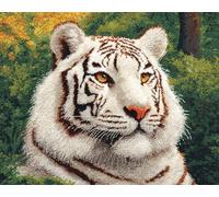 DIY Animal Kit Tufting Complet Portrait De Tigre Blanc Kit De Couture Au Crochet,Tapis À Loquet Classique Pour Adultes,Ensemble D'Artisanat 3D Pour Décoration Intérieure,Cadeau De F 31x63in