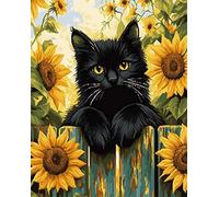 DIY Animal Tapis Noué A Faire Chat Noir Grimpant Sur La Clôture Kit De Tapis À Crochet À Faire Soi-Même,Set Fabrication De Tapisserie,Kits De Broderie Au Point De Croix,Travaux D'Ai 23x16in