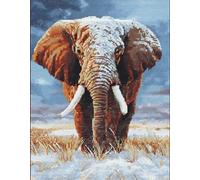 DIY Animal Tapis Noué A Faire Éléphants D'Hiver Kits De Crochets À Loquet Pour Tapis Grands Pour Adultes Débutants,Faire Soi-Même Kit De Fabrication De Tapisserie,Broderie De Coussin 31x63in