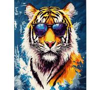 DIY Animal Tapis Point Noué Kit Tigre Fantastique Kits De Crochets À Loquet Pour Tapis Grands Pour Adultes Débutants,Faire Soi-Même Kit De Fabrication De Tapisserie,Broderie De Couss 31x63in
