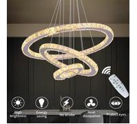 DIY Anneaux luxe Chandelier cristal Plafond plomb Lamp Mordern Penden Light Smart Télécommande Home Décoration Éclairage Suspension
