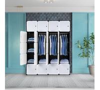 DIY Armoire Penderie avec étagères de rangement Armoire de Chambre 20 Cubes 140 x 45 x 175cm