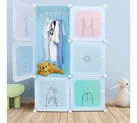 DIY Armoire pour enfants Armoire penderie avec tringles Bleu