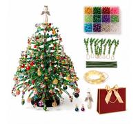 DIY Beaded Christmas Tree Kit with Lights Handmade Mini Desk Xmas，A5 | Kit de Sapin de Noël Matelassé à Faire Soi-Même, Christmas Bead Craft Ornament Kits, Bead Christmas Tree Kit