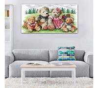 DIY Bear Family Latch Hook Kits Rug Large Home Decoration ?Wall Blanket/Tapestry Making Kits Hanging Carpet Handmade Embroidery Making Kits for Adults and Beginners(77"x41")