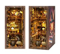 DIY Book Nook Kit: Booknook Maison de Poupée Miniature avec Meubles avec lumière LED, Puzzle 3D en Bois, Serre-Livres d'art Kits de modèles pour Adultes à Construire (Nuit Magique)