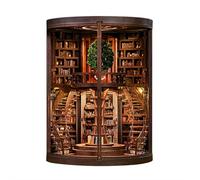 DIY Book Nook Kit - Étagère miniature en bois 3D avec lumière LED, puzzle sur le thème de la librairie pour adultes, décoration créative et cadeau pour les amateurs de livres