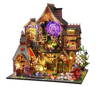 DIY Book Nook Kit, Kit de Maison Miniature à Monter soi-même, Maison de poupée en Bois avec Meubles et lumière LED