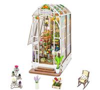 DIY Book Nook Kit Maison De Poupée - Maison de Jardin en Bois 3D Miniature, Kit debricolage pour Adultes, Décoration de Bibliothèque Insert Miniature, Idée Cadeau d'anniversaire, Cadeau de Noël