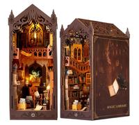 DIY Book Nook Kit, Miniatures avec Meubles avec Capteur De Lumière LED, Kit Maison de Poupée Miniature Décoration étagère,Mini Maison de Poupée Cadeau Créatif pour Adultes Adolescents
