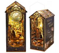 DIY Book Nook - Serre-livres en bois - Kit de bricolage - Maison miniature avec meubles et LED - Agence de détective - Puzzle 3D - Kit de modélisme - Cadeaux d'art (édition classique)