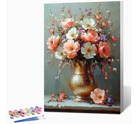 DIY Bouquet Peinture Numero Adulte Vase Peinture Par Numero Adulte CréAtifs Kit De Bricolage Sur Toile, DéButants Acrylique PigmentéE Coloriage Kit, Cadeau, Decoration 50x65cm (Sans Cadre) -LKF07339Y