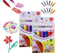 Diy Bubble Popcorn Drawing Pens, Magic Popcorn Color Pens, Puffy Pens Heat Activated, 3D Magic Puffy Pens Set of 6 (2 Pack)