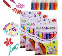 Diy Bubble Popcorn Drawing Pens, Magic Popcorn Color Pens, Puffy Pens Heat Activated, 3D Magic Puffy Pens Set of 6 (3 Pack)