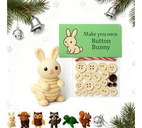 DIY Button Animal Ornaments,5 Pcs DIY Button Christmas Tree Ornament Kit with Cow Rabbit Angel Owl Festive Hanging Mini Decorations,Fun and Varied Christmas Tree Decoration Kit (Rabbit)