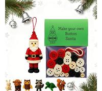 DIY Button Animal Ornaments,5 Pcs DIY Button Christmas Tree Ornament Kit with Cow Rabbit Angel Owl Festive Hanging Mini Decorations,Fun and Varied Christmas Tree Decoration Kit (Santa)