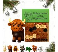 DIY Button Animal Ornaments,5 Pcs DIY Button Christmas Tree Ornament Kit with Cow Rabbit Angel Owl Festive Hanging Mini Decorations,Fun and Varied Christmas Tree Decoration Kit (Cow)